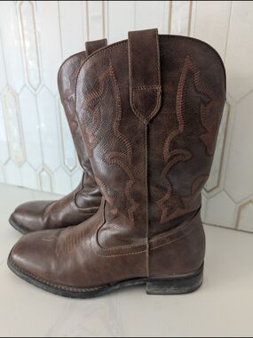 SUREWAY Men’s Western Square Toe Cowboy Boots Size 8